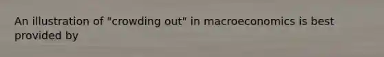 An illustration of "crowding out" in macroeconomics is best provided by