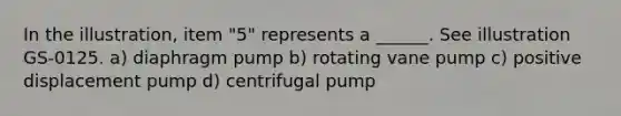 In the illustration, item "5" represents a ______. See illustration GS-0125. a) diaphragm pump b) rotating vane pump c) positive displacement pump d) centrifugal pump