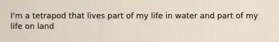 I'm a tetrapod that lives part of my life in water and part of my life on land