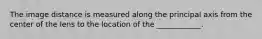 The image distance is measured along the principal axis from the center of the lens to the location of the ____________.