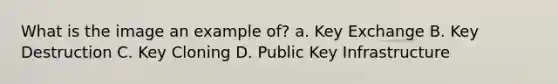 What is the image an example of? a. Key Exchange B. Key Destruction C. Key Cloning D. Public Key Infrastructure