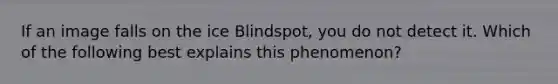 If an image falls on the ice Blindspot, you do not detect it. Which of the following best explains this phenomenon?