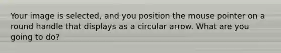 Your image is selected, and you position the mouse pointer on a round handle that displays as a circular arrow. What are you going to do?