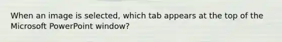 When an image is selected, which tab appears at the top of the Microsoft PowerPoint window?