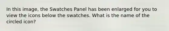 In this image, the Swatches Panel has been enlarged for you to view the icons below the swatches. What is the name of the circled icon?