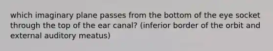 which imaginary plane passes from the bottom of the eye socket through the top of the ear canal? (inferior border of the orbit and external auditory meatus)