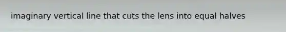 imaginary <a href='https://www.questionai.com/knowledge/k6j3Z69xQg-vertical-line' class='anchor-knowledge'>vertical line</a> that cuts the lens into equal halves