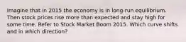 Imagine that in 2015 the economy is in long-run equilibrium. Then stock prices rise more than expected and stay high for some time. Refer to Stock Market Boom 2015. Which curve shifts and in which direction?