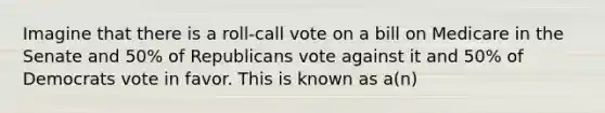 Imagine that there is a roll-call vote on a bill on Medicare in the Senate and 50% of Republicans vote against it and 50% of Democrats vote in favor. This is known as a(n)