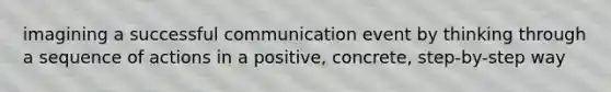 imagining a successful communication event by thinking through a sequence of actions in a positive, concrete, step-by-step way