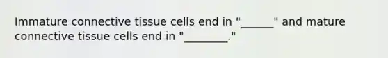 Immature connective tissue cells end in "______" and mature connective tissue cells end in "________."