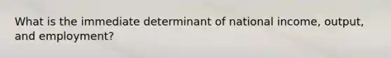 What is the immediate determinant of national income, output, and employment?