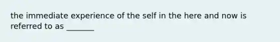 the immediate experience of the self in the here and now is referred to as _______