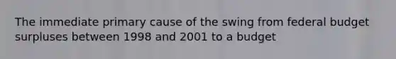 The immediate primary cause of the swing from federal budget surpluses between 1998 and 2001 to a budget