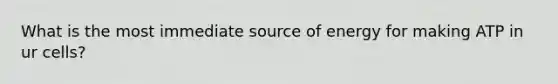 What is the most immediate source of energy for making ATP in ur cells?