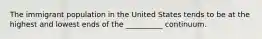 The immigrant population in the United States tends to be at the highest and lowest ends of the __________ continuum.