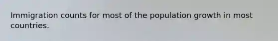 Immigration counts for most of the population growth in most countries.