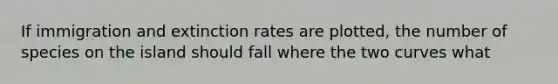 If immigration and extinction rates are plotted, the number of species on the island should fall where the two curves what