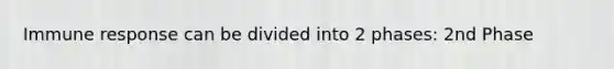 Immune response can be divided into 2 phases: 2nd Phase