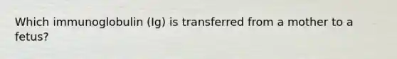 Which immunoglobulin (Ig) is transferred from a mother to a fetus?