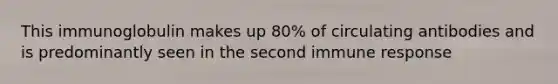 This immunoglobulin makes up 80% of circulating antibodies and is predominantly seen in the second immune response