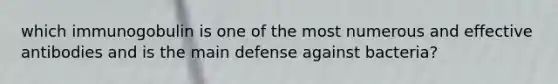 which immunogobulin is one of the most numerous and effective antibodies and is the main defense against bacteria?