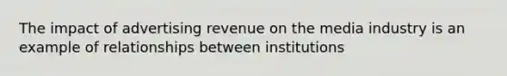 The impact of advertising revenue on the media industry is an example of relationships between institutions