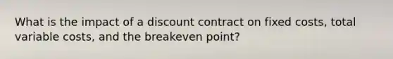 What is the impact of a discount contract on fixed costs, total variable costs, and the breakeven point?