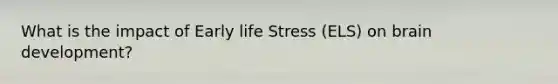 What is the impact of Early life Stress (ELS) on brain development?