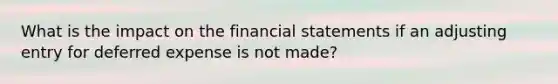 What is the impact on the financial statements if an adjusting entry for deferred expense is not made?