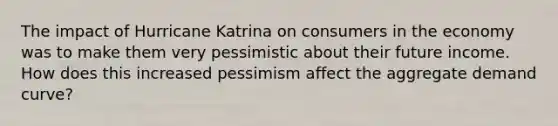 The impact of Hurricane Katrina on consumers in the economy was to make them very pessimistic about their future income. How does this increased pessimism affect the aggregate demand curve?