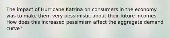 The impact of Hurricane Katrina on consumers in the economy was to make them very pessimistic about their future incomes. How does this increased pessimism affect the aggregate demand curve?