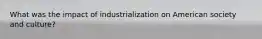 What was the impact of industrialization on American society and culture?