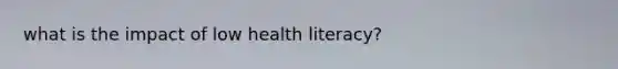 what is the impact of low health literacy?