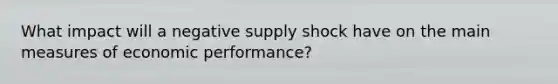 What impact will a negative supply shock have on the main measures of economic performance?