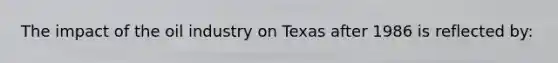 The impact of the oil industry on Texas after 1986 is reflected by: