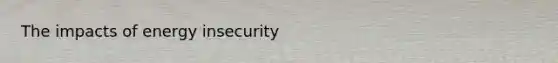 The impacts of energy insecurity