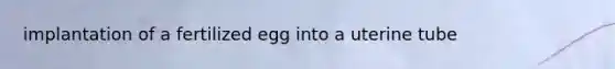 implantation of a fertilized egg into a uterine tube