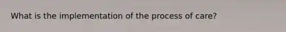 What is the implementation of the process of care?