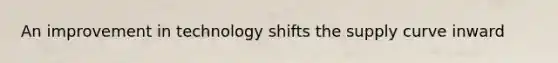 An improvement in technology shifts the supply curve inward