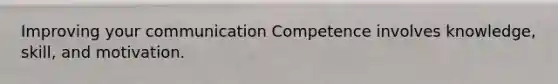 Improving your communication Competence involves knowledge, skill, and motivation.