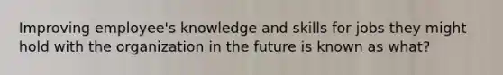 Improving employee's knowledge and skills for jobs they might hold with the organization in the future is known as what?