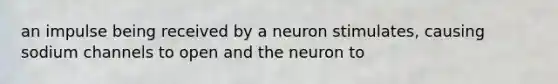 an impulse being received by a neuron stimulates, causing sodium channels to open and the neuron to