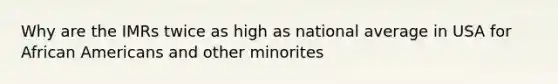 Why are the IMRs twice as high as national average in USA for African Americans and other minorites