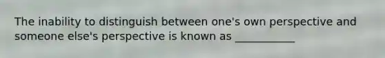 The inability to distinguish between one's own perspective and someone else's perspective is known as ___________