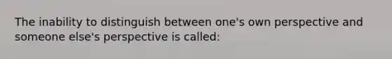 The inability to distinguish between one's own perspective and someone else's perspective is called: