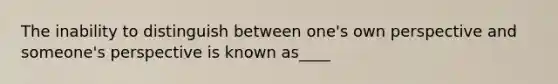 The inability to distinguish between one's own perspective and someone's perspective is known as____