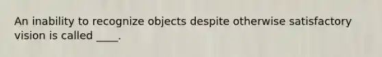 An inability to recognize objects despite otherwise satisfactory vision is called ____.