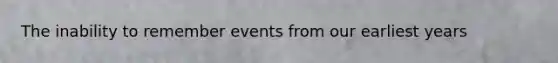 The inability to remember events from our earliest years