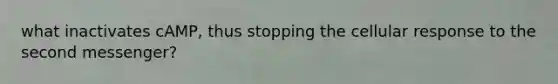 what inactivates cAMP, thus stopping the cellular response to the second messenger?